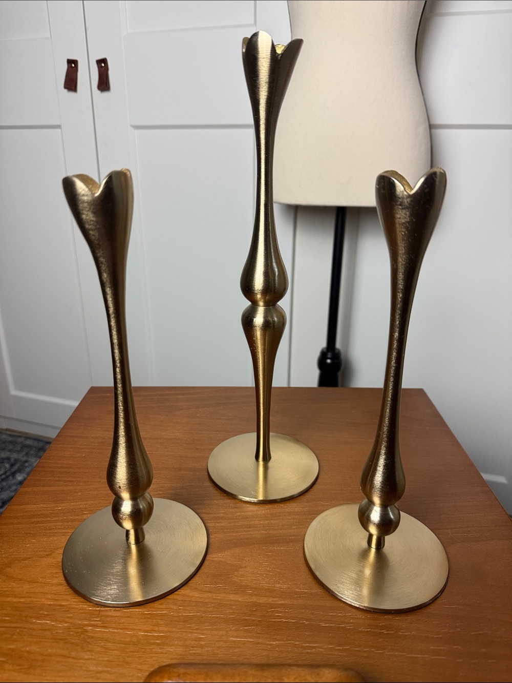 NEW Anthropologie Marizia Gold Taper Candle Holder - Set of 3 sold out online